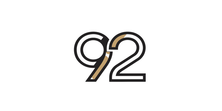Number 92 Monogram Line Style Modern Logo Vector