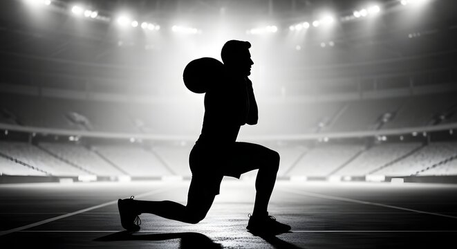 Athlete Performing Sandbag Lunges with Weight on Shoulders
