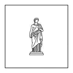 Fototapeta premium Ancient Greek marble statue of a standing man in classical drapery outline vector illustration for historical themes