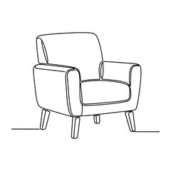 Obraz premium Modern armchair furniture piece illustrated in a clean continuous line style for contemporary interior design and home living