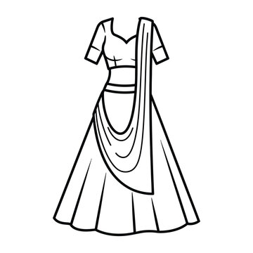 Elegant lehenga choli icon for traditional Indian bridal fashion and festive ethnic clothing design projects
