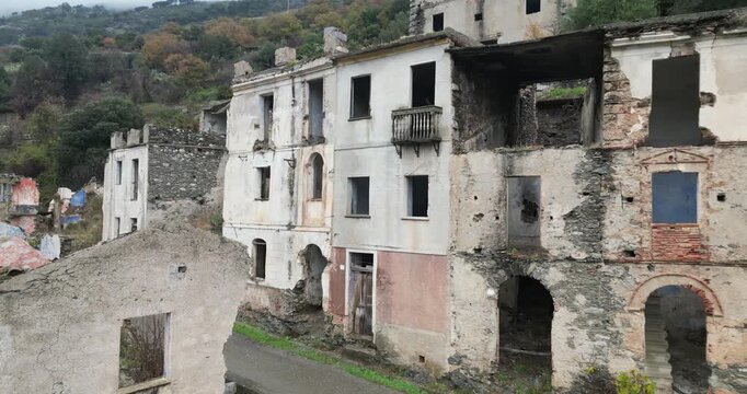 Gairo Vecchio, a famous ghost village in the Ogliastra region of Sardinia, Italy.