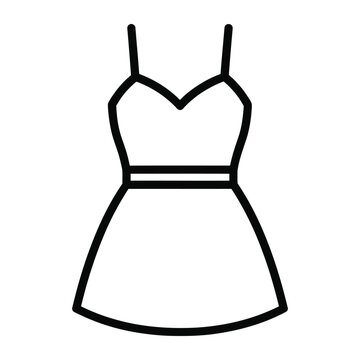 Simple line art vector of casual summer sundress with spaghetti straps for fashion retail and apparel design projects