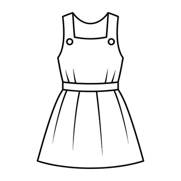 Professional line art icon of pinafore style dress for fashion design and apparel industry catalog and web graphics