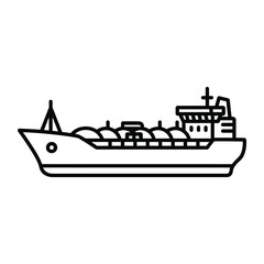 Minimalist outline icon of large industrial liquid cargo tanker ship for maritime logistics and global oil transport shipping © NorStock