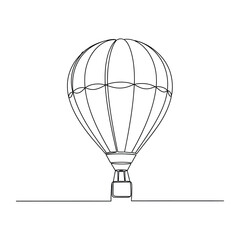 Naklejka premium Continuous single line drawing of a hot air balloon floating in the sky for adventure and travel themed illustrations
