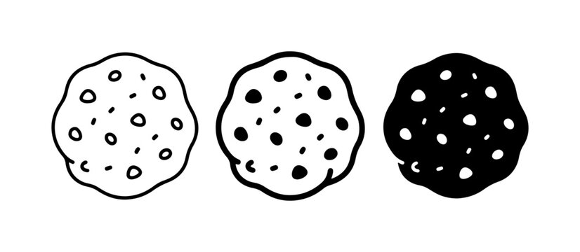 Cookie Icons, Chocolate Chip, Vector Graphics, Sweet Treat Set