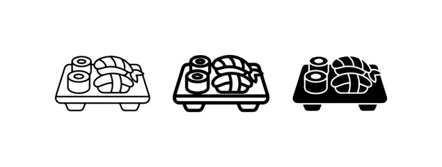 Sushi Icons Set, Japanese Food Vector Graphics, Asian Cuisine Illustrations © Shirin