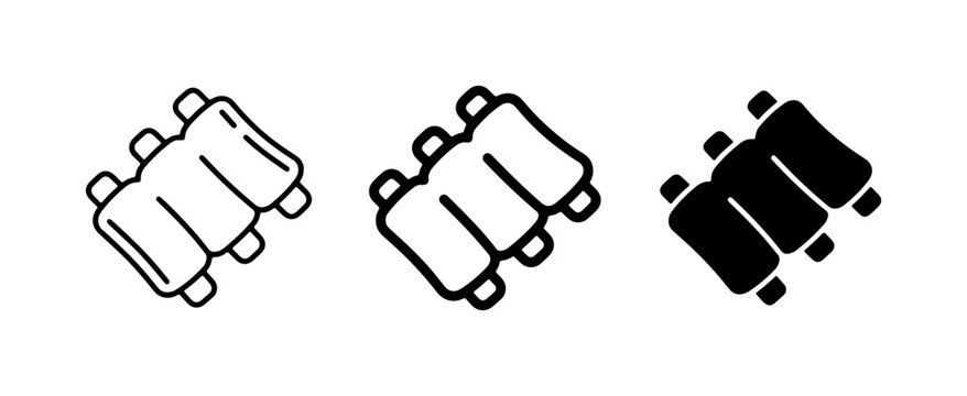 Ribs Icons, Pork Ribs Vector Graphics, Barbecue Food Symbols