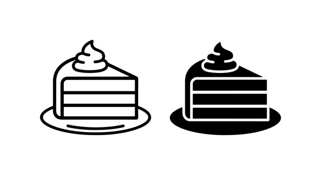 Dessert Icons: Cake Slice, Sweet Treat, Pastry, Food Graphic