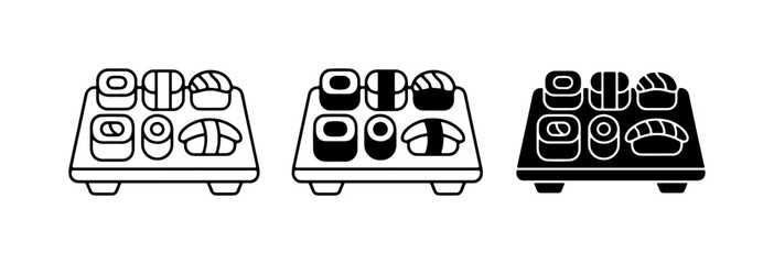 Sushi Set Icons, Japanese Food Vector Graphics, Asian Cuisine Illustrations © Nur