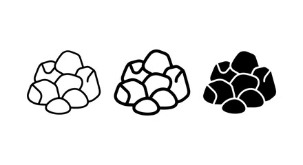 Pile of Rocks Icons, Stone Stack Vector Graphics, Natural Boulder Set © Harun