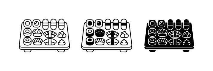 Sushi Platter Icons, Japanese Food Vector Set, Asian Cuisine Graphics © AlAmin