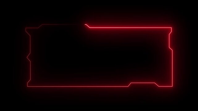 Futuristic digital HUD cyber frame technology for video overlay templates. security hologram frame border 4k background. Red color icon.