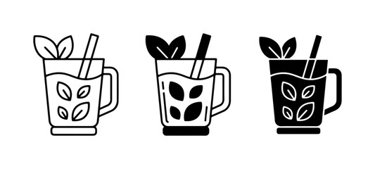Mint Drink Icons, Refreshing Beverage Graphics, Herbal Tea Vector Set © Momota