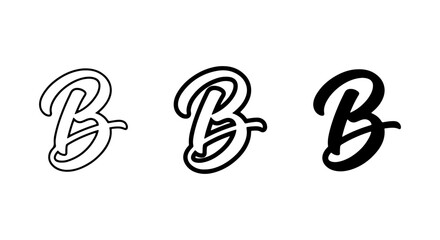 Script Letter B Icons, Calligraphy B Logo, Vintage B Monogram Vector © Nur