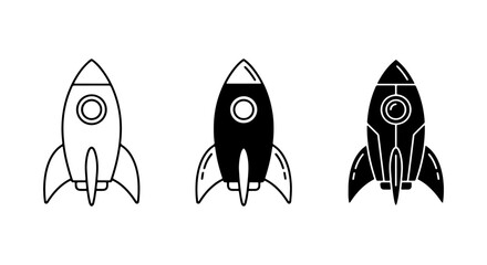 Rocket Ship Icons, Spacecraft Vector Graphics, Futuristic Launch Symbols © Sajib