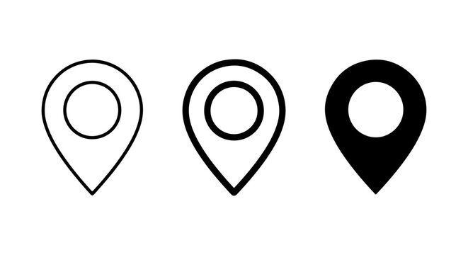 Location Pin Icons Set, Navigation Map Markers, Geo Pointer Symbols