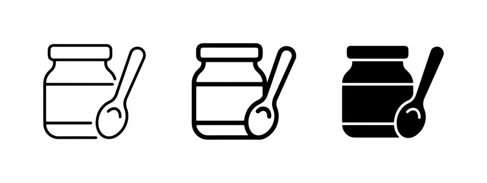 Baby Food Jar Icons, Baby Food Spoon Set, Baby Food Vector Graphics
