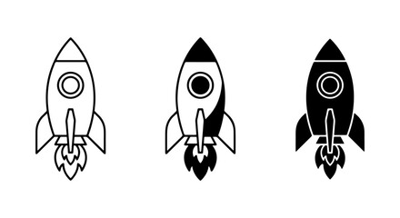Rocket Ship Icons, Spacecraft Vector Graphics, Futuristic Launch Symbols © Abdullah