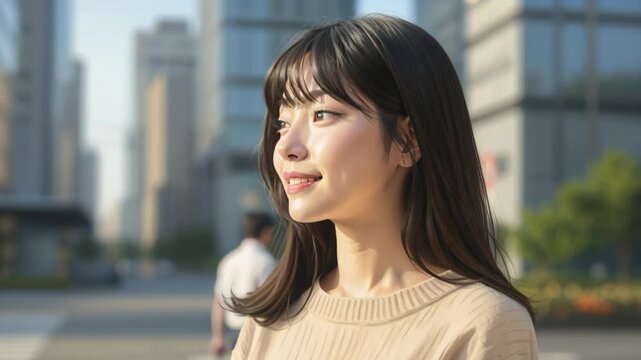 Urban Beauty: Captivating shot of a young person in the urban landscape with natural light. Capturing the poise and grace in the modern world.