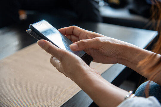 Banner woman hands using smartphone digital technology tablet. Hands women holding smart tablet touch screen shopping online call text message. Business woman using smartphone shopping online payment