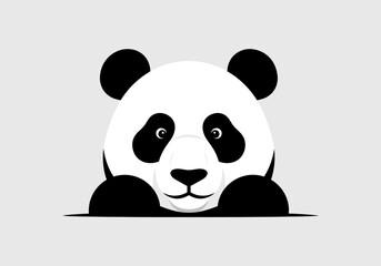 Cute panda bear peeking over a border minimalist illustration © ahmad