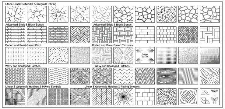 Collection of Stone Crack, Concrete, Brick, and Geometric Patterns for Architectural and Design Applications