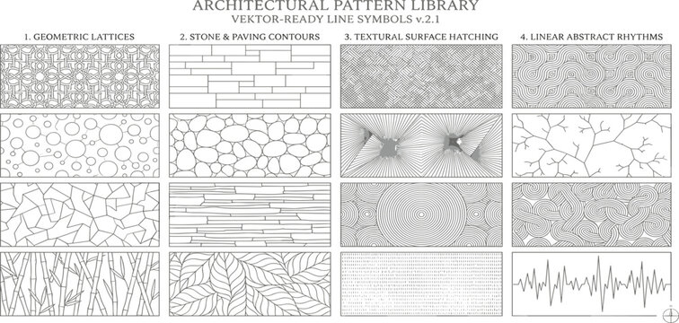 Architectural pattern library vector ready line symbols for design and inspiration