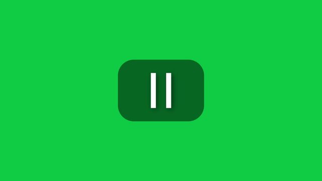 Pause and play button animation on a green screen background.