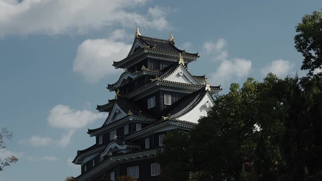 Historic Okayama Castle and Main Tower in Okayama City