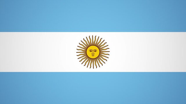 Argentina Flag Zoom In Sol de Mayo National Emblem Buenos Aires South America Official Government Symbol Patriotic Animation Independence