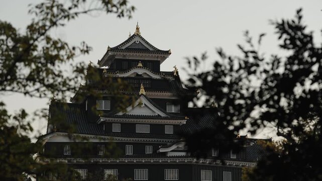 Historic Okayama Castle and Main Tower in Okayama City