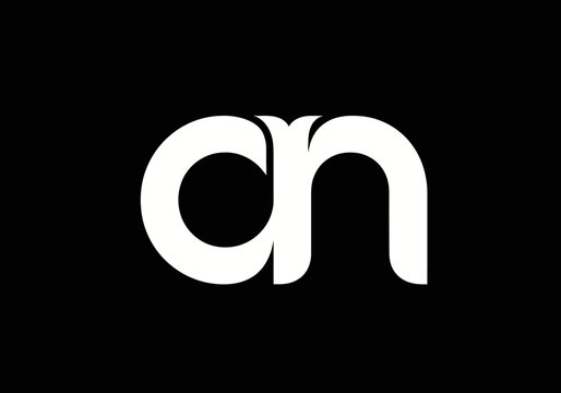 Minimalist white AN lowercase monogram logo on black background