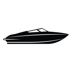 Naklejka premium A sleek black speedboat is depicted in a clean side profile illustration.
