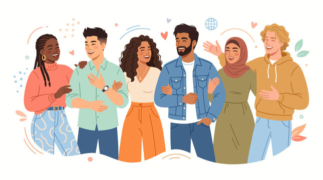 Diverse Group of Friends Across Cultures Expressing Unity and Camaraderie in a Casual Portrait.