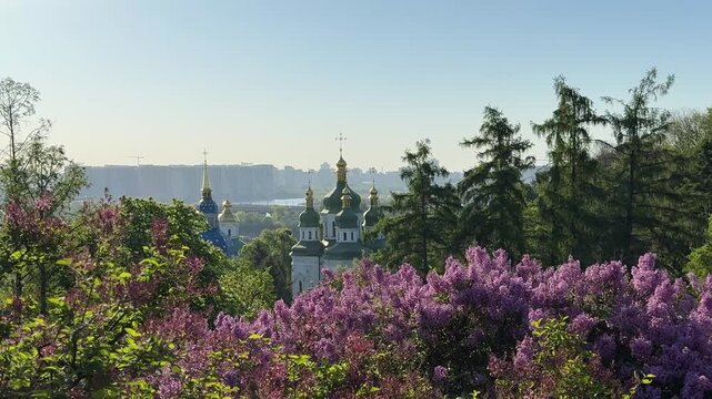 A stunning view of Kyiv, the capital of Ukraine, in spring.