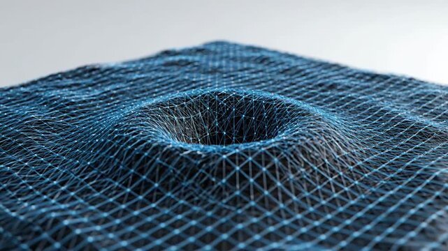 Abstract Digital Network Grid with Centralized Ripple Effect Technology and Data Visualization