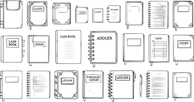 Collection of Hand-Drawn Business and Accounting Notebooks, Ledgers, and Journals
