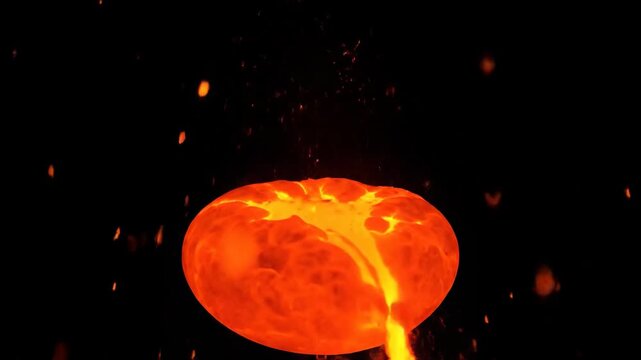 Abstract fiery explosion on a black background representing a supernova or cosmic event