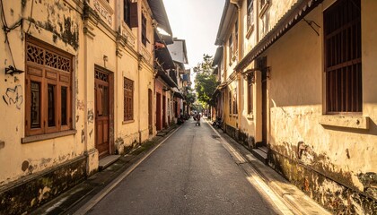 Fototapeta premium Vintage heritage shophouses in George Town Penang with traditional architecture