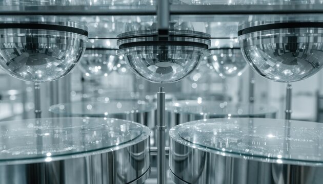 Medium shot of an AIpowered inspection station scanning semiconductor wafers for microscopic defects with advanced vision algorithms in a clean industrial environment.