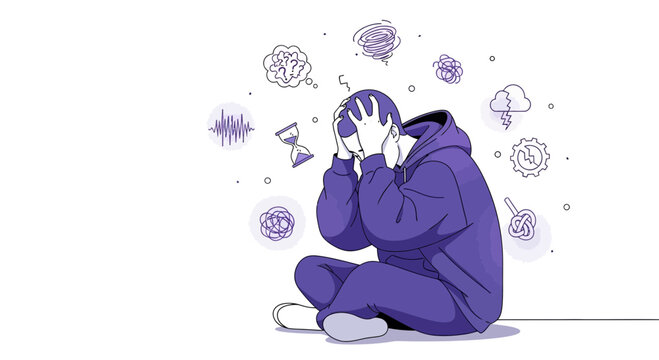 Person suffering from mental health issues, anxiety, depression, stress, overwhelmed, confusion
