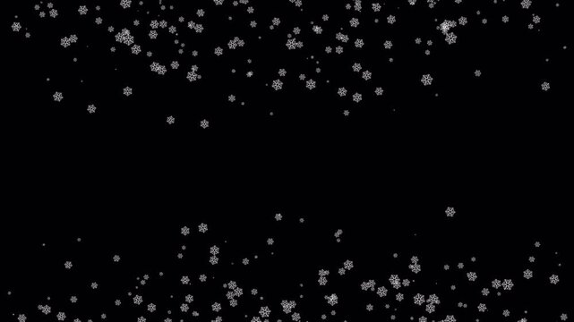 Snowing frame alpha channel transparent background winter motion video animation to use for christmas, winter season video animation. Creative 4k video on transparent background.