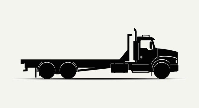 Flatbed Truck Silhouette Side View