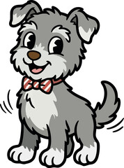 Ilustração digital de um cachorrinho fofo em estilo cartoon, com expressão amigável e traços suaves. © CLENER