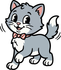 Ilustração digital de um gatinho fofo em estilo cartoon, com expressão amigável e traços suaves. © CLENER