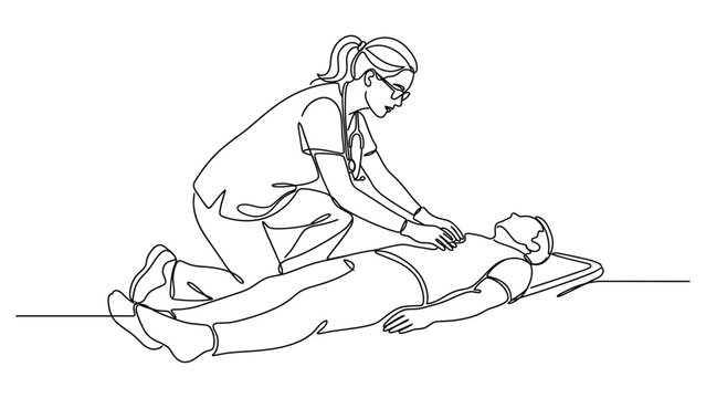 First aid training with CPR technique.