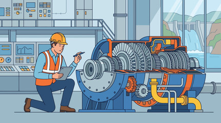 Professional Engineer Inspecting Power Turbine © Bima