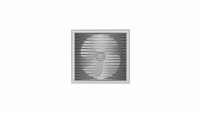icon of an exhaust fan commonly used in the kitchen or bathroom. animation of an exhaust fan in an alpha duct.